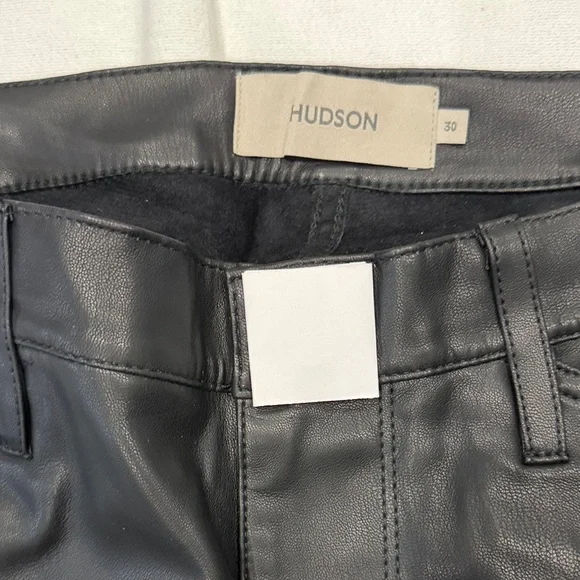 Men's Hudson Faux Leather Black Walker Kick Flare Cargo Pants New Size 30